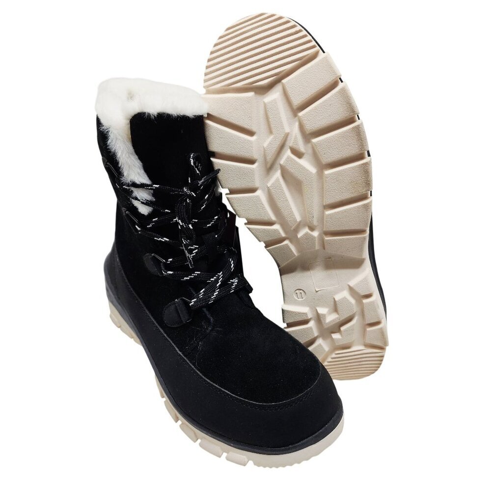 Universal Thread Womens Winter Faux Fur-Lined Black Lace-Up Snow Boots Size 11 - Picture 9 of 10